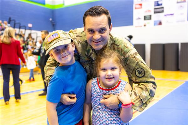 School-wide assembly with Veterans and their families. 